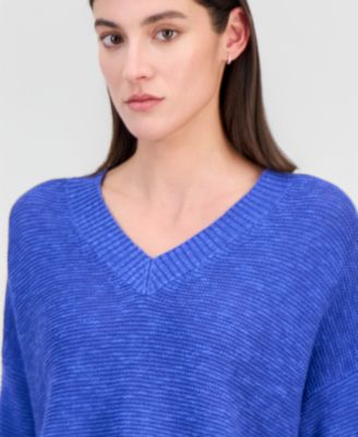 Women's Cotton & Linen V-Neck Sweater