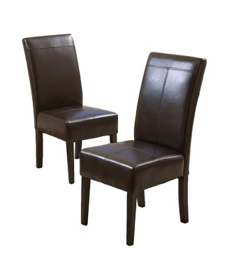 Emilia Chocolate Brown Bonded Leather Dining Chairs - Set of 2