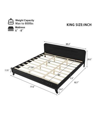 Solid King Size Wood Bed Frame with Elegant Headboard