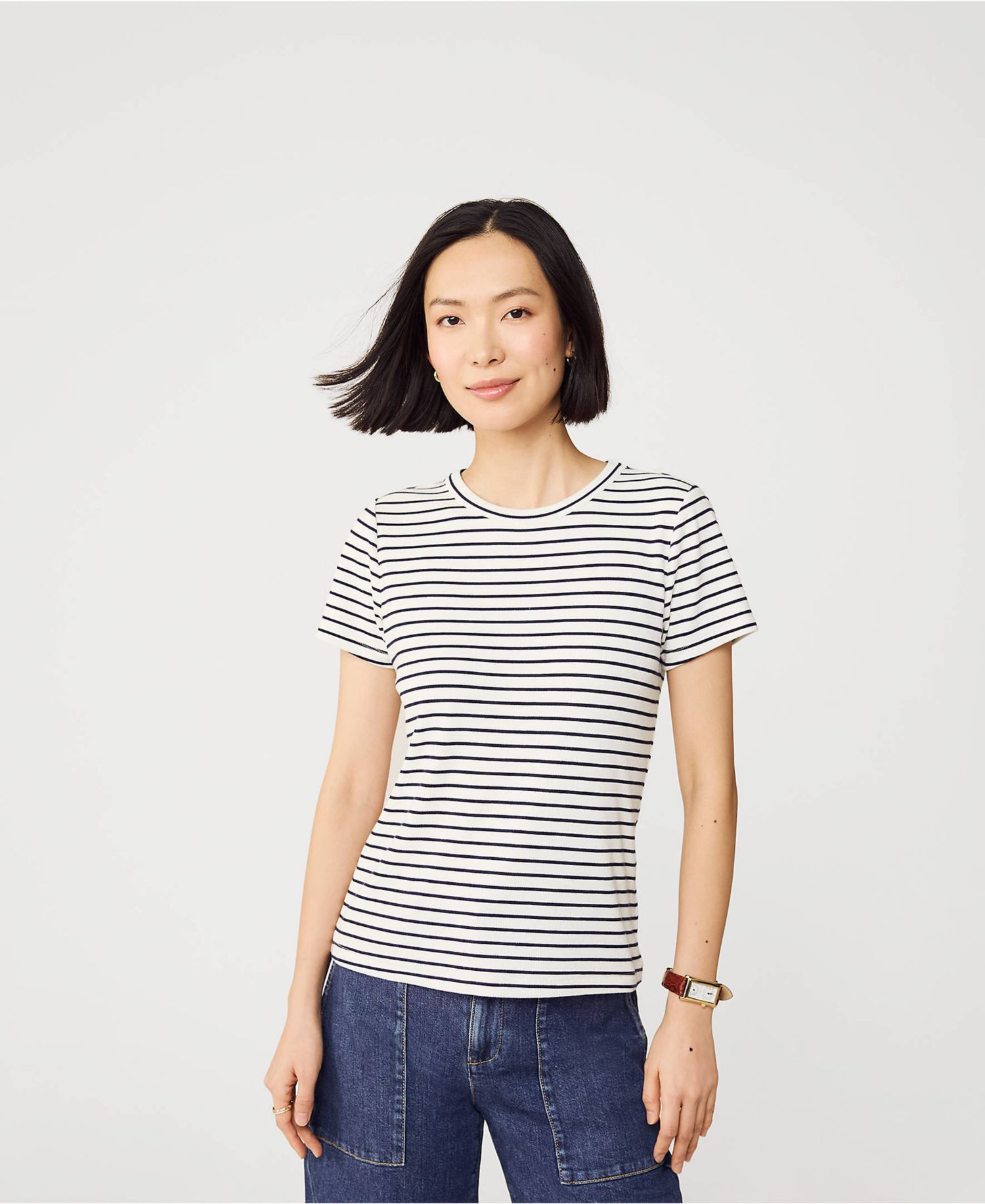 Women's Drapey Rib Fitted Short Sleeve Mini T-Shirt