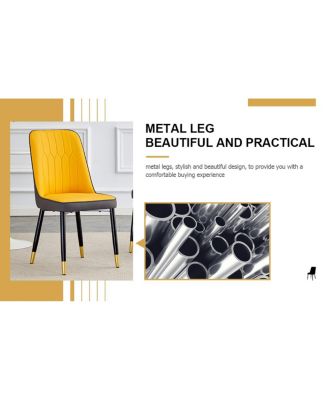  Modern PU Leather Dining Chair with Metal Legs