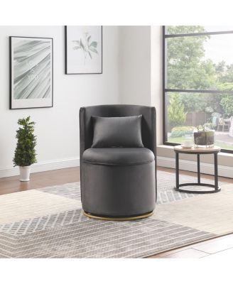  360° Swivel Velvet Accent Chair with Storage & Gold Base