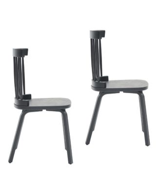  Windsor Dining Chairs Set of 2, Wood Farmhouse Spindle Back, Black