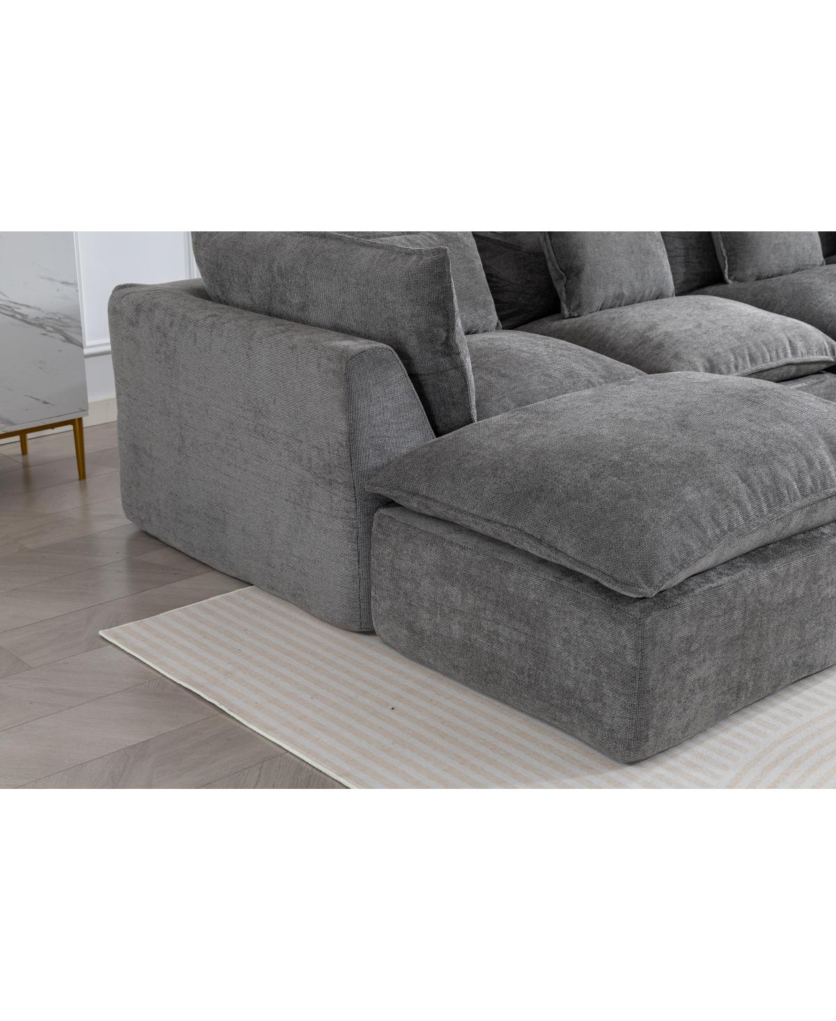 Streamdale Furniture Cloud Couch Oversized Modular Sectional Sofa, 4-Seat with 2 Ottomans