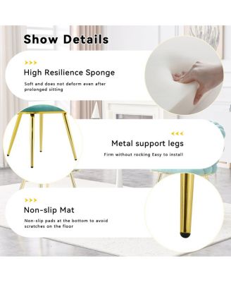 Set of 4 Teal Velvet Puffy Bubble Chairs with Gold Legs