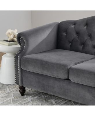 Chesterfield 2-Seater Sofa with Rolled Arms and Nailhead Trim