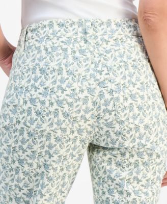 Women's Printed Mid-Rise Curvy Capri Jeans