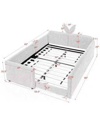 Boucle Rabbit Ear Platform Bed with Safety Rail