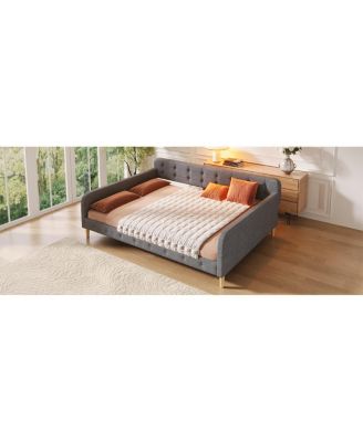 Queen Size Upholstered Daybed with 4 Support Legs