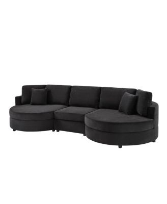 3-seater 129" Curved Upholstered Sofa Couch, Dark Gray
