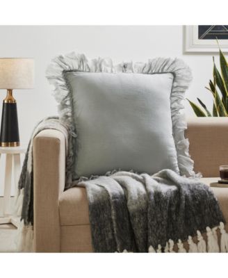 Pure Linen Sheer Fringe Throw Pillow Covers, 22"x 22", Set of 2