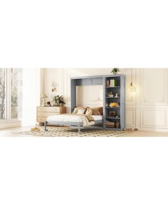 Queen Size Murphy Bed Wall Bed with Shelves