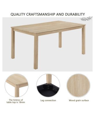 6 Piece Dining Table Set with Bench, Wooden Kitchen Table & 4 Upholstered Chairs