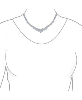 Classic Marquise Leaf CZ Statement V Necklace Chandelier Earrings Jewelry Set