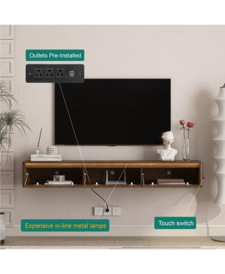 TV Stand with LED Lights & Power Outlet