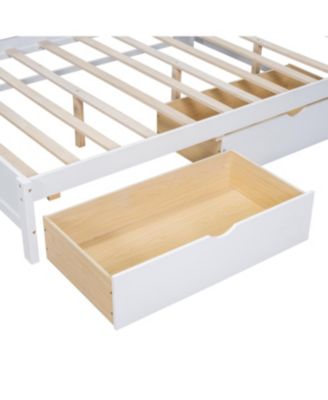 Streamdale Wooden Full Size DayBed with 2 Drawers, USB Ports, White