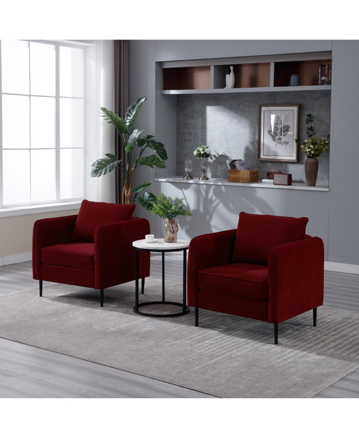 Streamdale Furniture Velvet Accent Chair - Mid-Century Modern Armchair