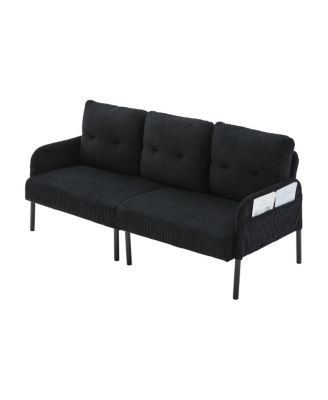 Oversized Corduroy Loveseat Sofa with Metal Legs & Side Pockets