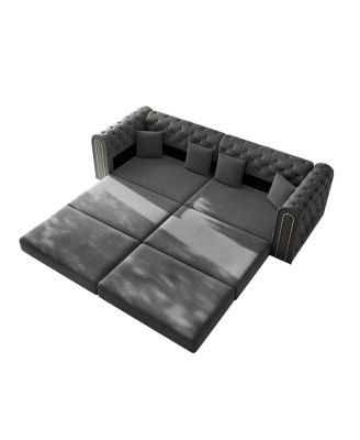 90.6" 3-in-1 Convertible Sleeper Sofa with Ottoman