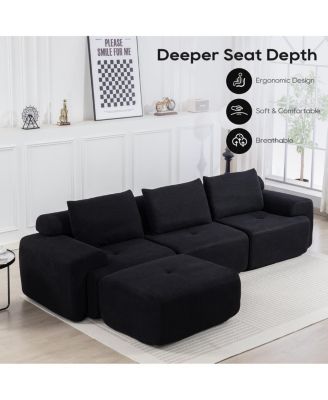 L-Shaped Sectional Couch with Memory Foam & Steel Frame - Convertible Sofa Bed