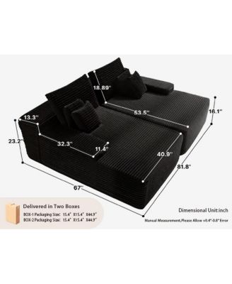  81" Cloud Sectional Couch, L-Shape Chaise with Deep Seat, Black