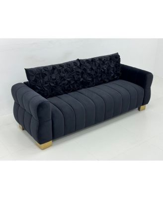 Luxurious Velvet Sofa with Golden Metal Legs