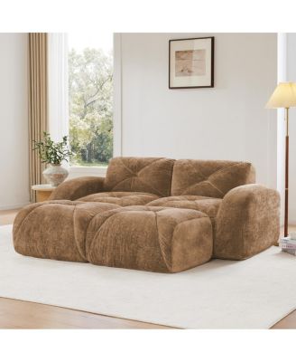  U-shaped Boneless Sofa, Soft Velvet, Tufted, High Density Sponge