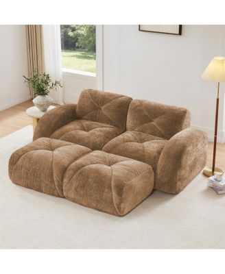  U-shaped Boneless Sofa, Soft Velvet, Tufted, High Density Sponge
