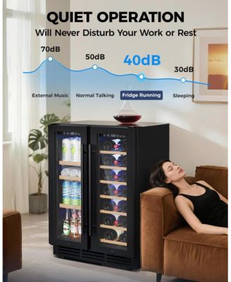 24-in 21Bottles/88cans Black Built-in/Freestanding Indoor Beverage Refrigerator with Glass Door