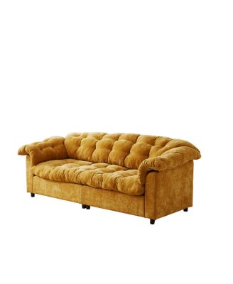  Yellow 94.8" Chenille Modern Comfort Deep Seat Sofa