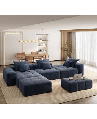 Modern Oversized Modular Sectional Sofa with 6 Pillows