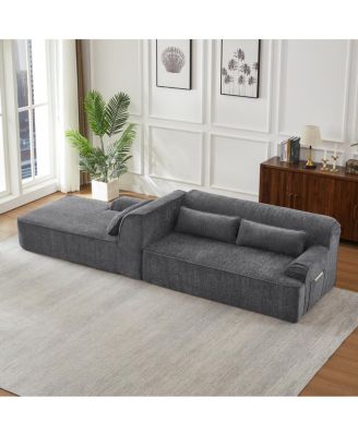  Chenille L-Shape Luxury Sectional Oversized Sofa, Minimalist Design, Comfy Sleeper Couch
