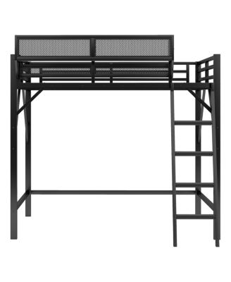 Loft Bed with Ladder and Storage Shelves