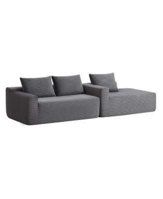  105.7" Gray Corduroy U-Shaped Cloud Sectional Couch with Chaise, Deep Seat