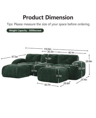  U-shaped Boneless Sofa, Tufted, 32D High Density Sponge