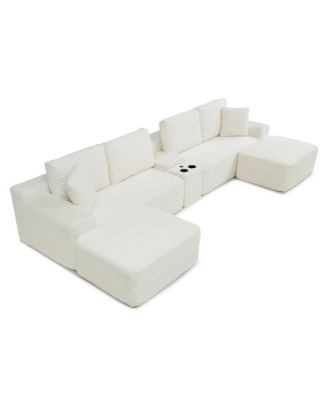 150" Oversized Cloud Couch with Cup Holders & USB Ports