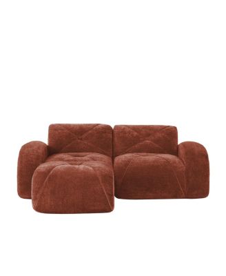 L-shaped Boneless Sofa, Soft Velvet, Tufted, 32D Sponge