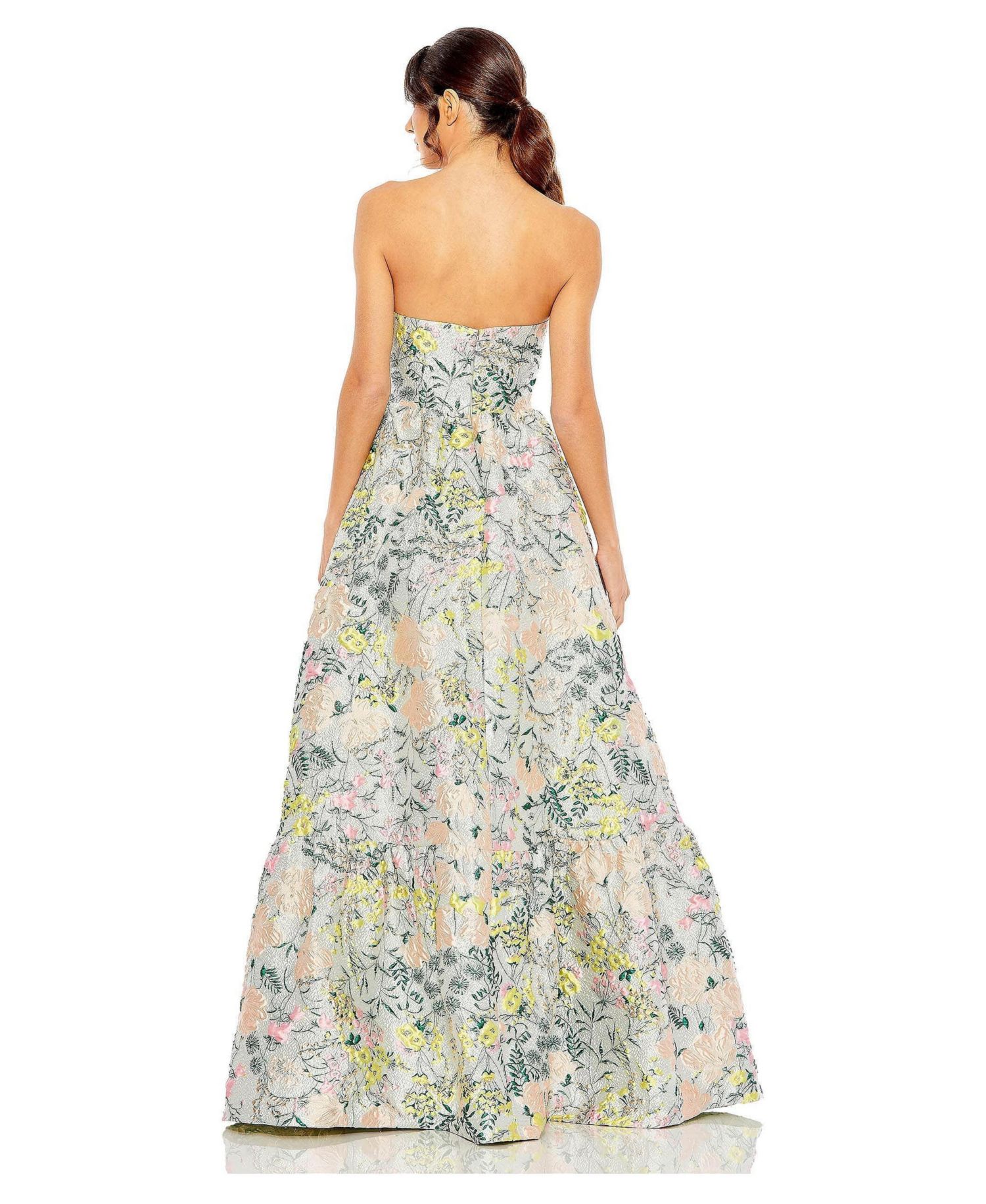Petite Floral Brocade Strapless A Line Gown