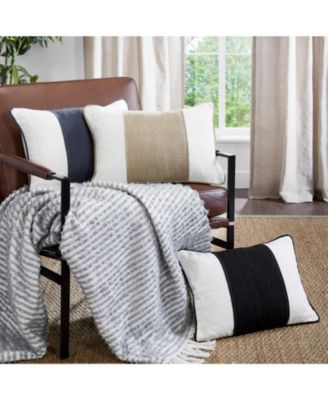 Maya Linen Stripe Lumbar Throw Pillow Covers, 14"x 20", Set of 2