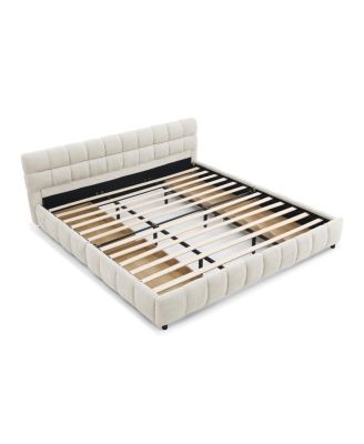 Streamdale California King Upholstered Bed with Storage Drawer - Beige