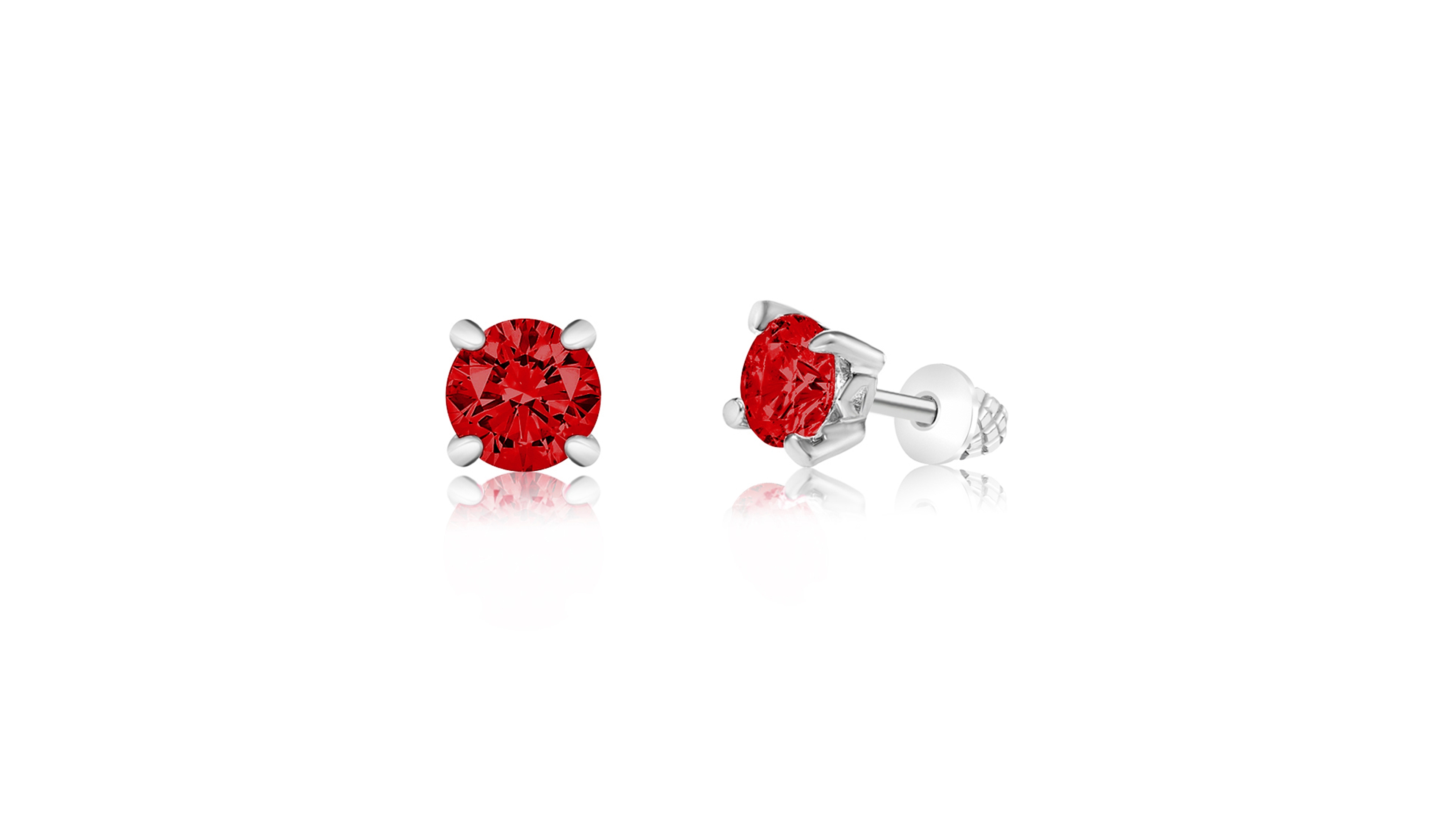 Chanteur Girls /Girl/January Crystal White Gold Palladium Plating Screwstud Earring
