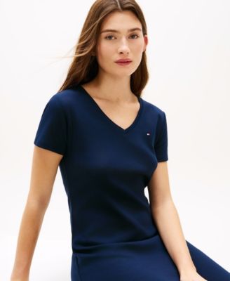 Women's Ribbed V-Neck Dress