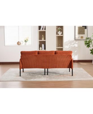 Oversized Corduroy Loveseat Sofa with Metal Legs and Side Pockets