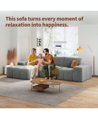 L-Shaped Modular Sofa, No Assembly, Deep Seat, 3 Cushions, Soft Fabric Upholstery