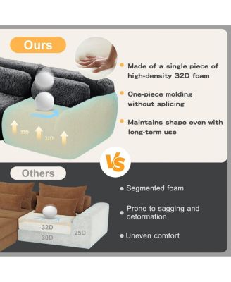 U-shaped Boneless Sofa, 32D High Density Sponge, Anti-Slip, No Assembly, Ergonomic, Dark Gray