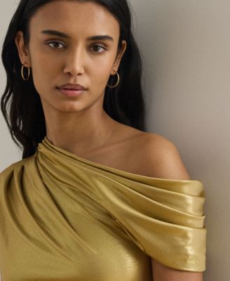 Women's Metallic Off-The-Shoulder Ball Gown