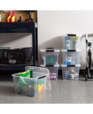 6 Pack 19qt Clear View Plastic Storage Bin with Lid and Secure Latching Buckles