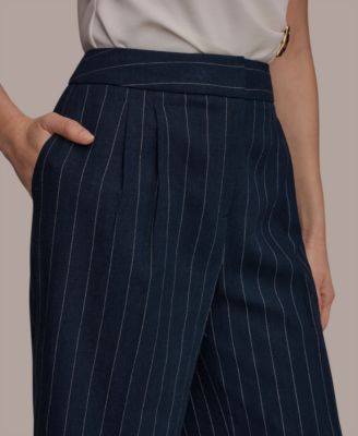 Petite Pinstripe High-Waist Pants