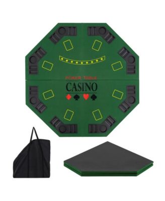 Folding Poker Table Top for 8 Players with Felt Surface Cup Holders and Chip Trays