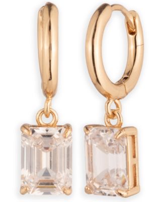 Cubic Zirconia Huggie Drop Earrings